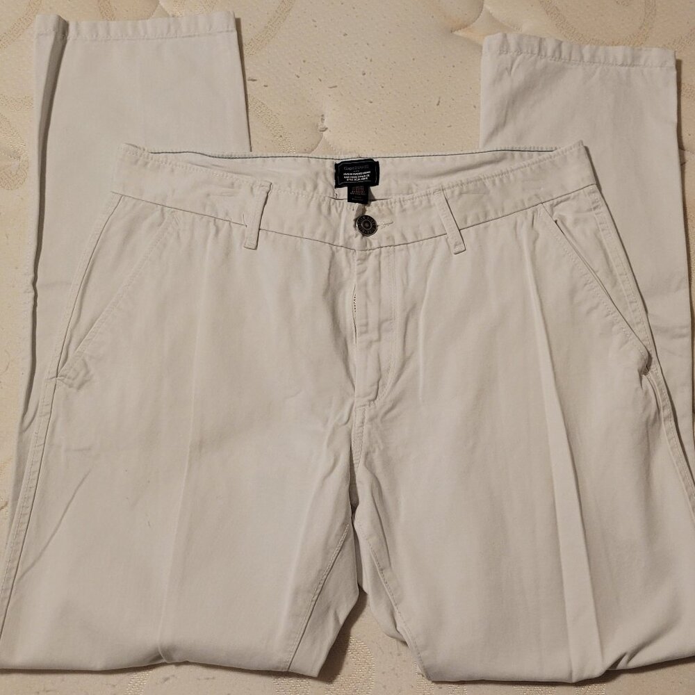 Gap Light Beige Tapered Fit Flat Front Chino Khaki Mens Size 33-30
